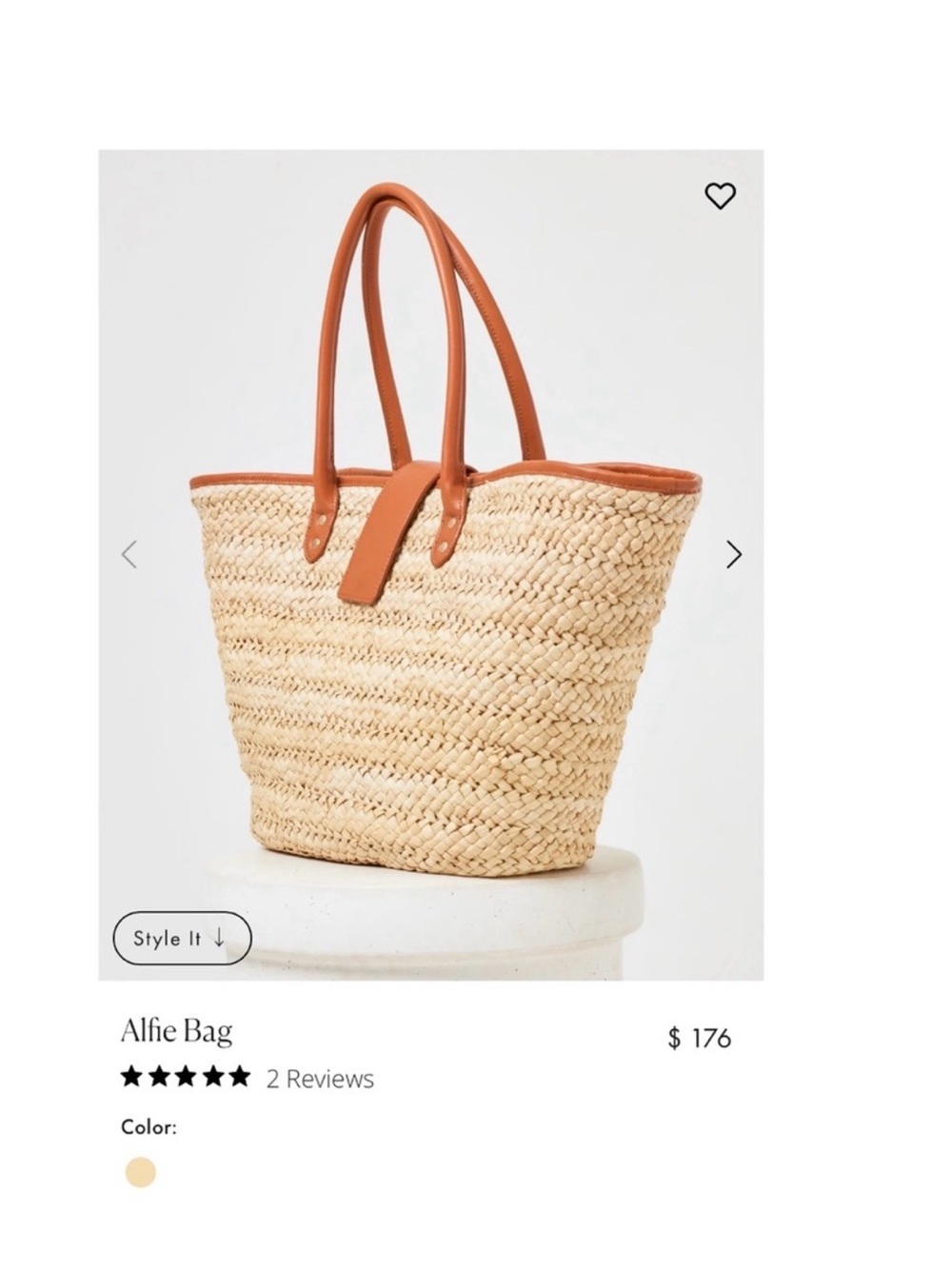 Alfie Straw Tote with Tan Handles